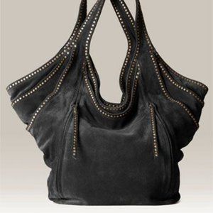 Kooba Tracy Black Leather Studded Hobo Bag
